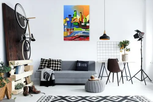 Quadros Paisagem Urbana Abstrato Moderno Presente de Natal