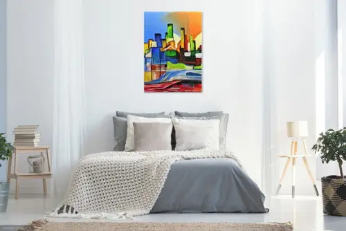Quadros Paisagem Urbana Abstrato Moderno Presente de Natal