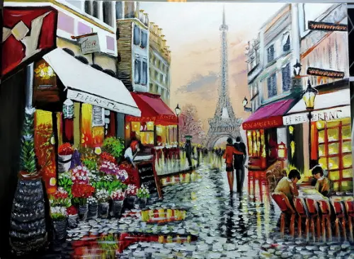 Quadros Paisagem Urbana Floristas de Paris Presente de Natal