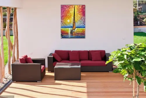 Quadros para Quarto e Sala Pintura em Tela Mar Barco a Vela