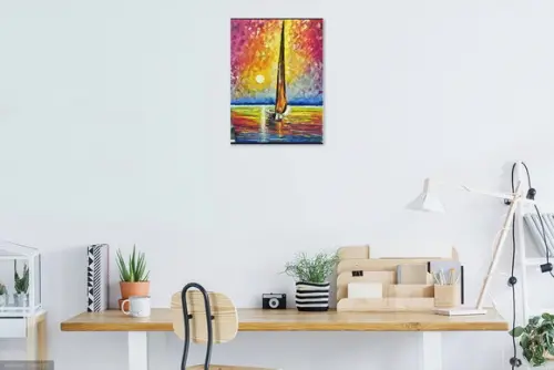 Quadros para Quarto e Sala Pintura em Tela Mar Barco a Vela