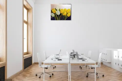 Quadros para Sala e Pintura em Tela Floral Tulípas Amarelas
