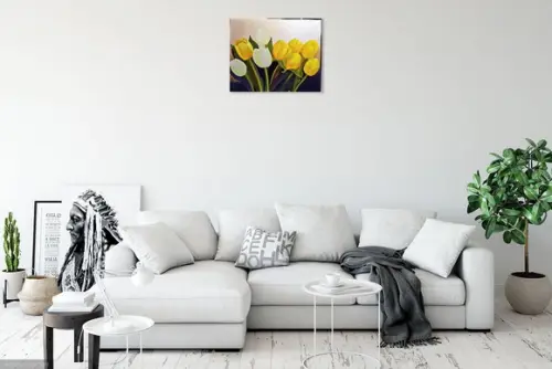 Quadros para Sala e Pintura em Tela Floral Tulípas Amarelas