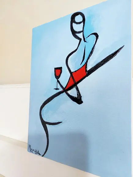 Quadros para Sala e Quarto Mulher Vinho Presente de Natal