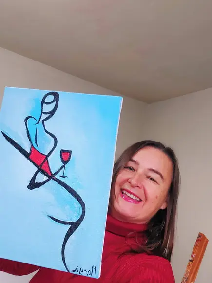 Quadros para Sala e Quarto Mulher Vinho Presente de Natal