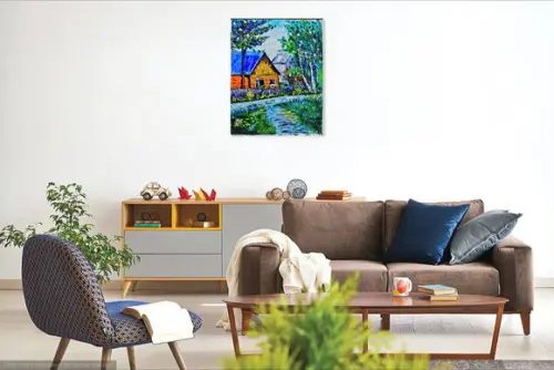 Quadros para Sala e Quarto Paisagem Casa Presente de Natal
