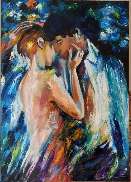 Quadros para Sala e Quarto Pintura Casal Love Black Friday