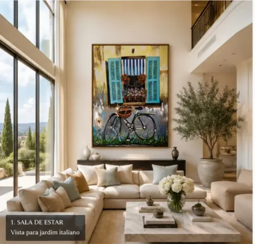 Quadros para Sala e Quarto Pintura em Tela Bicicleta Windows