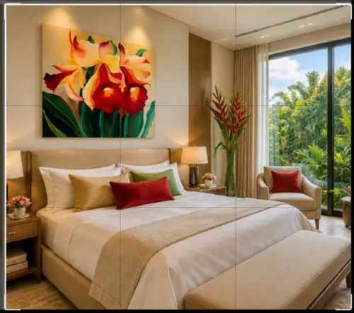 Quadros para Sala e Quarto Pintura em Tela Orquídeas Bordô