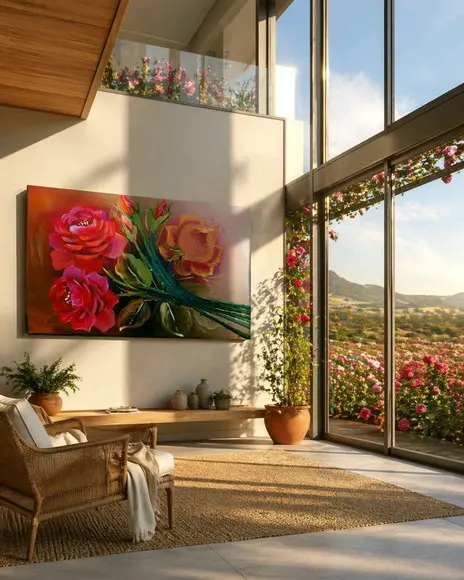 Quadros para Sala e Quarto Pintura Rosas Black Friday