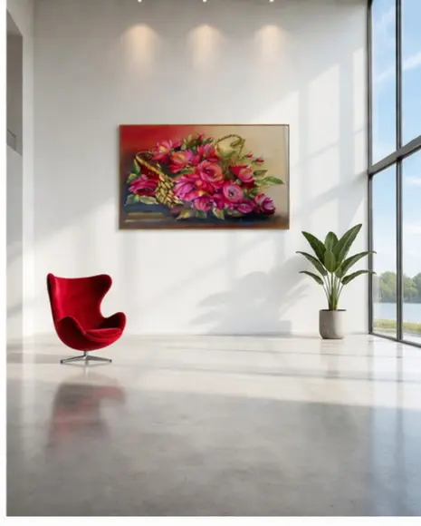 Quadros para Sala e Quarto Pintura Rosas Presente de Natal