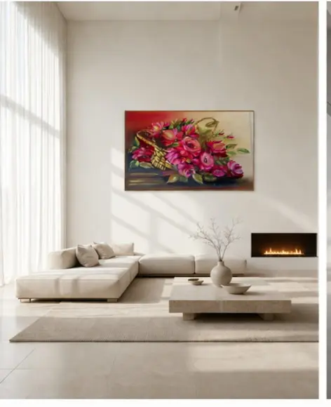 Quadros para Sala e Quarto Pintura Rosas Presente de Natal