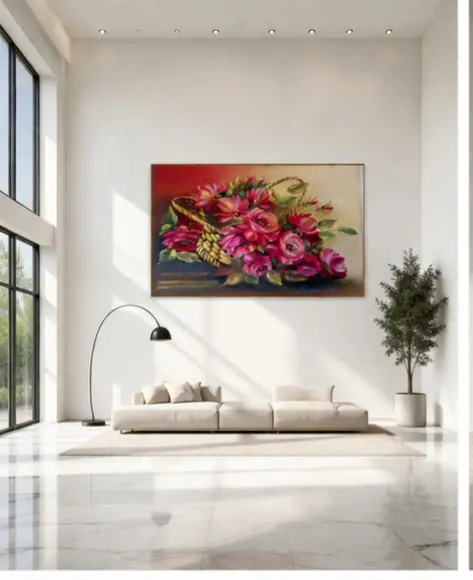 Quadros para Sala e Quarto Pintura Rosas Presente de Natal
