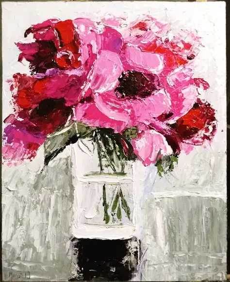 Quadros para Sala e Quarto Pintura Rosas Presente de Natal