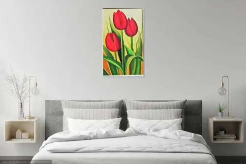 Quadros para Sala e Quarto Pintura Tulípas Presente de Natal