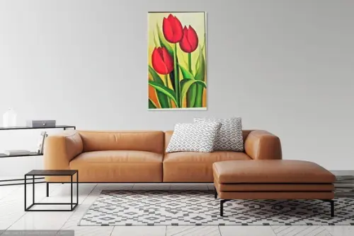 Quadros para Sala e Quarto Pintura Tulípas Presente de Natal