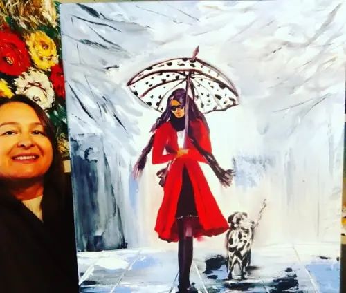 Quadros para Sala Mulher com Cachorro Presente de Natal