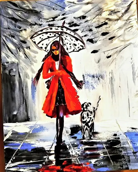 Quadros para Sala Mulher com Cachorro Presente de Natal