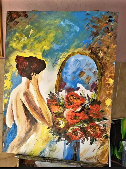 Quadros para Sala Mulher no Espelho Presente de Natal