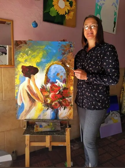 Quadros para Sala Mulher no Espelho Presente de Natal