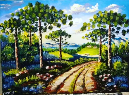 Quadros para Sala Paisagem Araucárias Presente de Natal