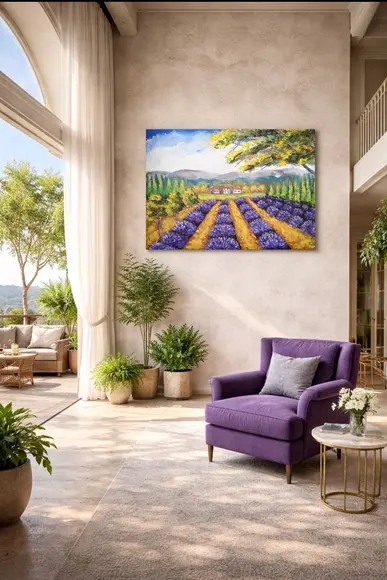 Quadros para Sala Paisagem Campo de Lavanda Black Friday