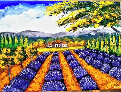 Quadros para Sala Paisagem Campo de Lavanda Black Friday
