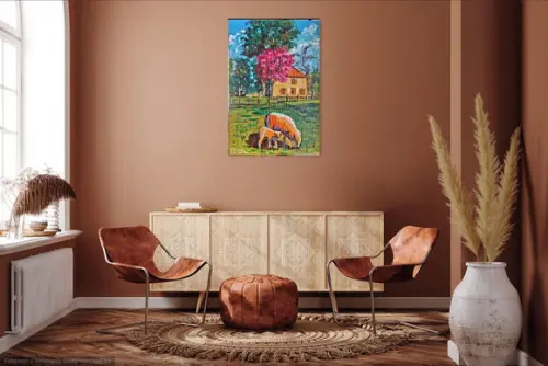 Quadros para Sala Paisagem Campo Ovelha Presente de Natal