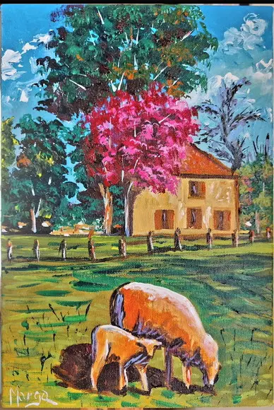 Quadros para Sala Paisagem Campo Ovelha Presente de Natal