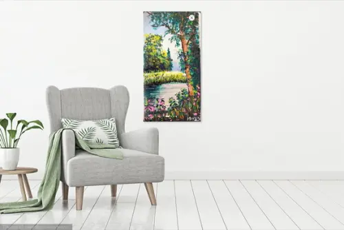 Quadros para Sala Paisagem Floresta com Lago Black Friday