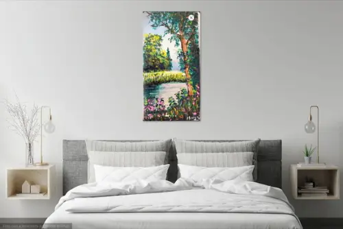 Quadros para Sala Paisagem Floresta com Lago Black Friday