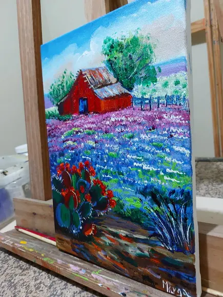 Quadros para Sala Pintura Campo Florido Cactos Black Friday