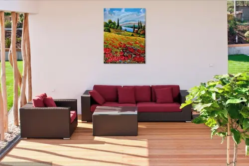 Quadros para Sala Pintura Campo de Papoulas Black Friday