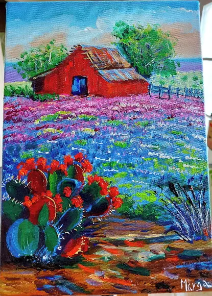 Quadros para Sala Pintura Campo Florido Cactos Black Friday
