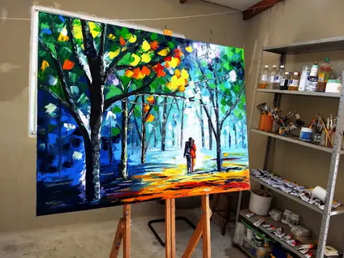 Quadros para Sala Pintura Casal no Parque Presente de Natal