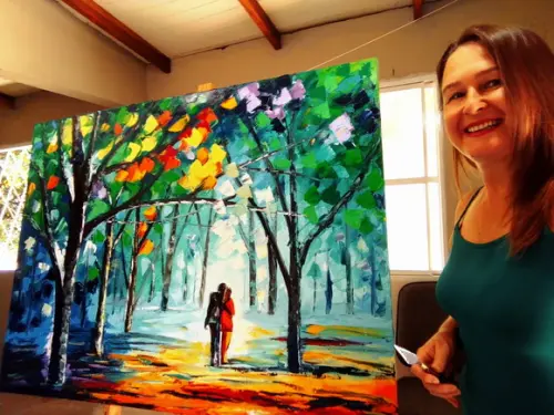 Quadros para Sala Pintura Casal no Parque Presente de Natal