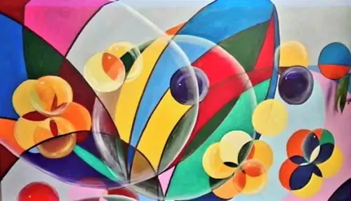 Quadros para Sala Pintura em Tela Abstrato Bolhas de Sabão