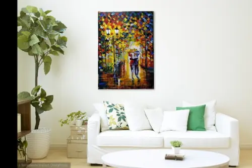 Quadros para Sala Pintura em Tela Abstrato Moderno Namorados