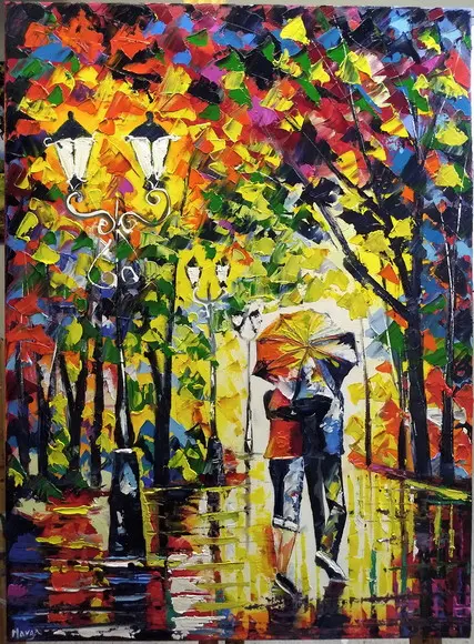 Quadros para Sala Pintura em Tela Abstrato Moderno Namorados