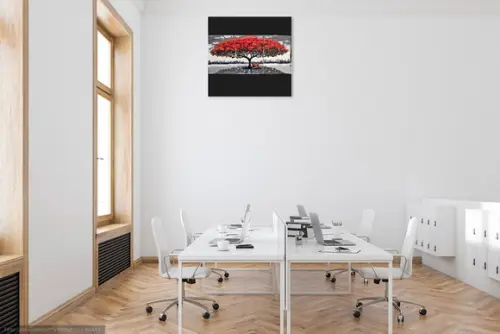 Quadros para Sala Pintura em Tela Árvore Florida Flamboyant