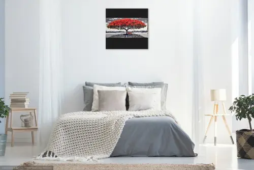Quadros para Sala Pintura em Tela Árvore Florida Flamboyant