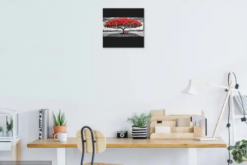 Quadros para Sala Pintura em Tela Árvore Florida Flamboyant