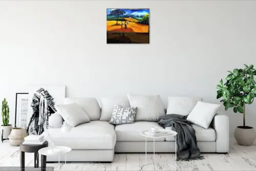 Quadros para Sala Pintura em Tela Campo Colheita do Trigo