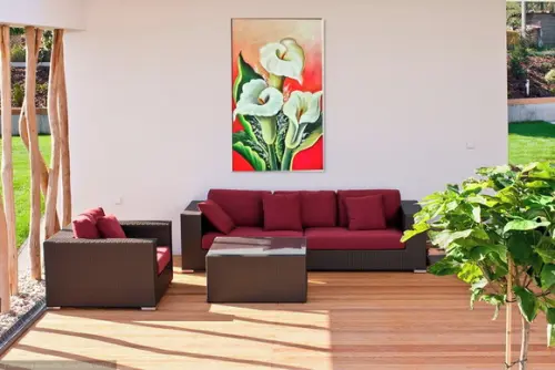 Quadros para Sala Pintura em Tela Floral Copos de Leite