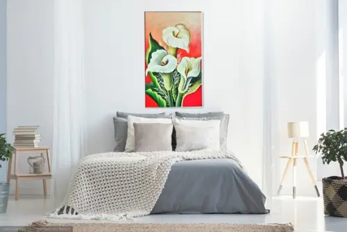 Quadros para Sala Pintura em Tela Floral Copos de Leite