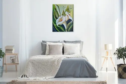 Quadros para Sala Pintura em Tela Floral Copos de Leite