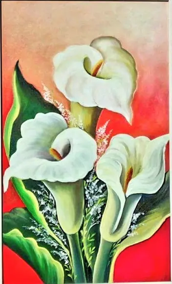 Quadros para Sala Pintura em Tela Floral Copos de Leite
