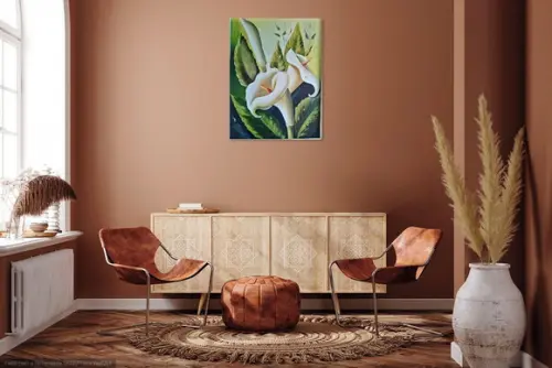 Quadros para Sala Pintura em Tela Floral Copos de Leite
