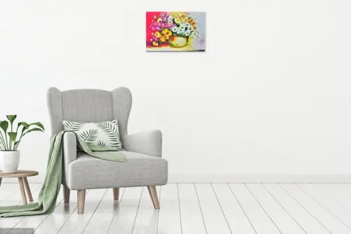Quadros para Sala Pintura em Tela Floral Gérberas Coloridas