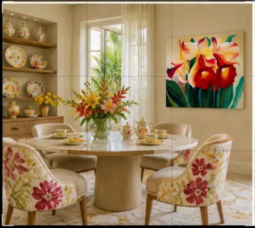 Quadros para Sala Pintura em Tela Floral Orquídeas Bordô